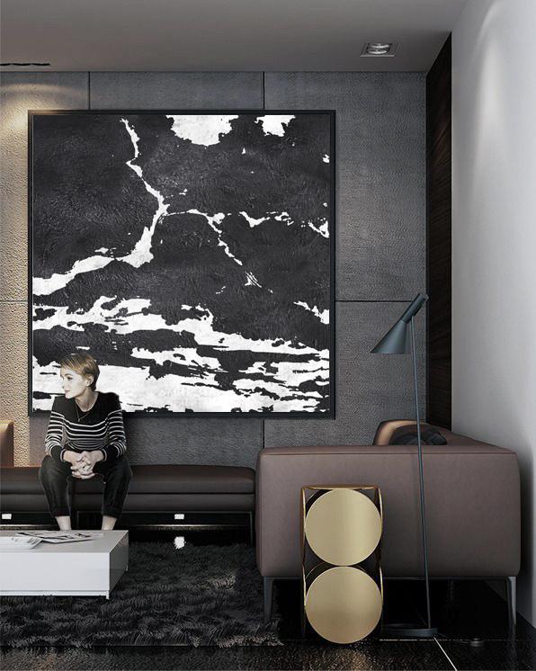 Minimal Black and White Painting #MN4A - Click Image to Close